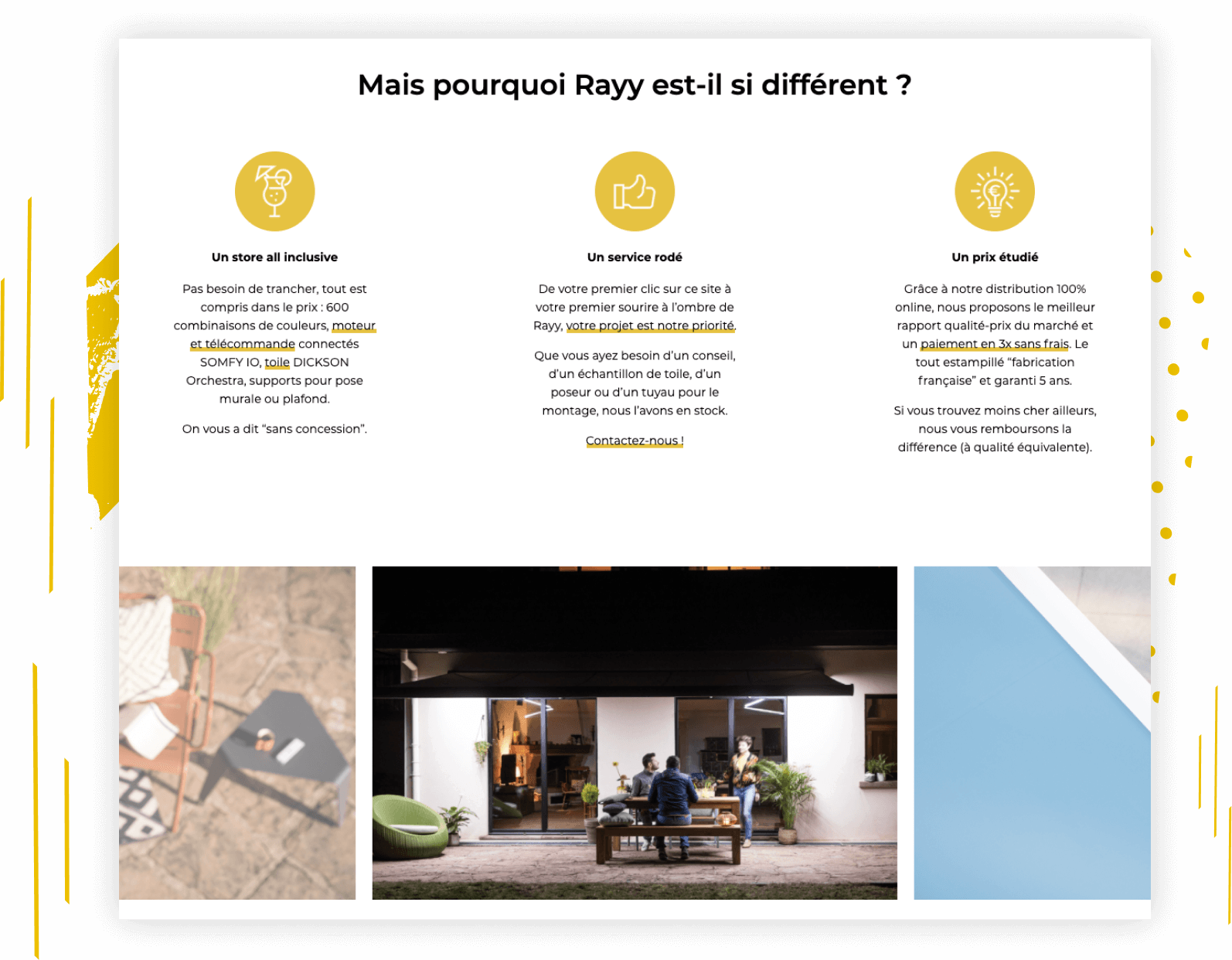 Store Rayy, client de l'agence digitale Data Projekt - Site e-commerce & Configurateur de store sur-mesure