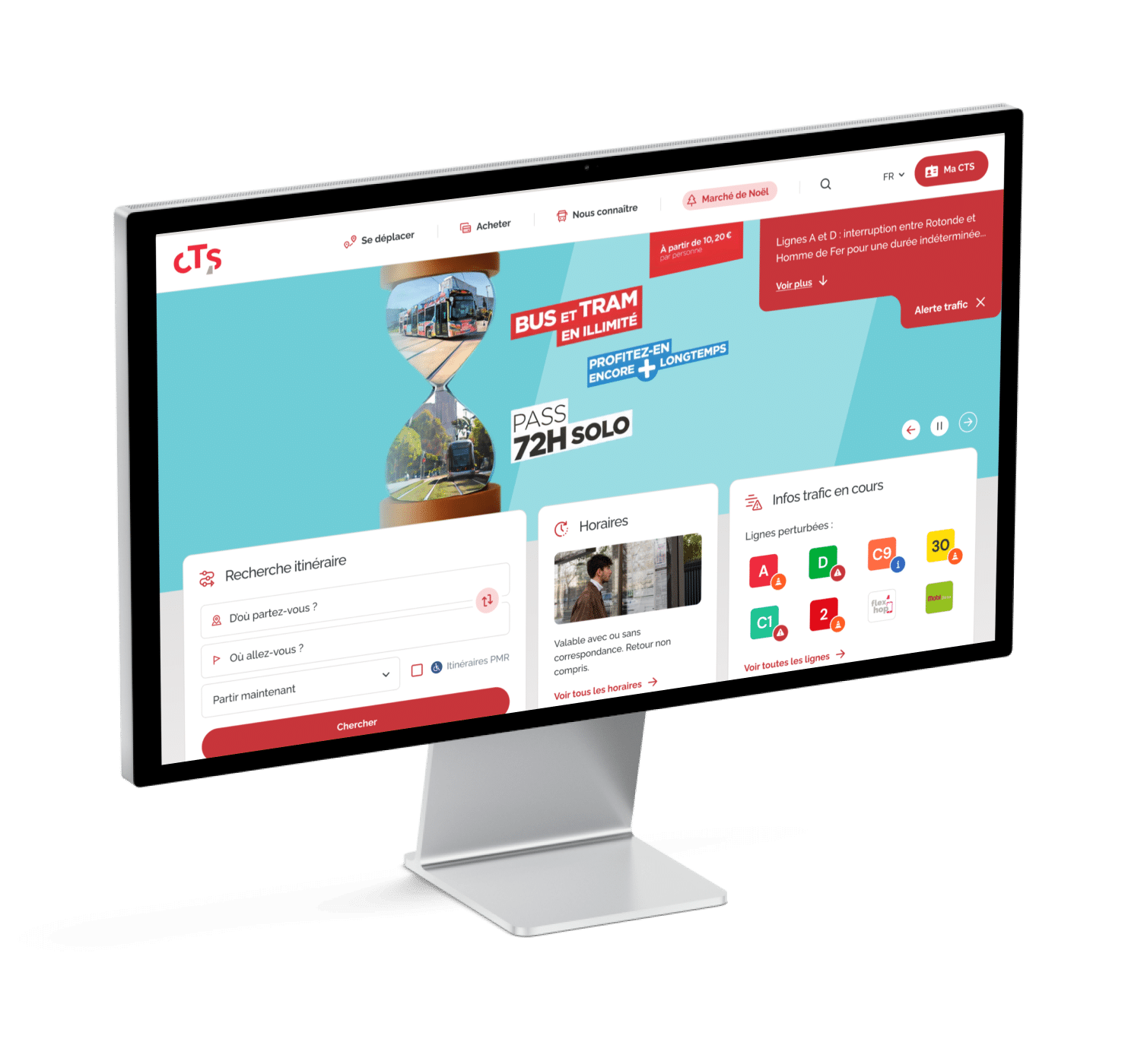 Compagnie des Transports Strasbourgeois (CTS), client de l'agence digitale Data Projekt - Refonte UX/UI du portail web et compte personnel « Ma CTS »